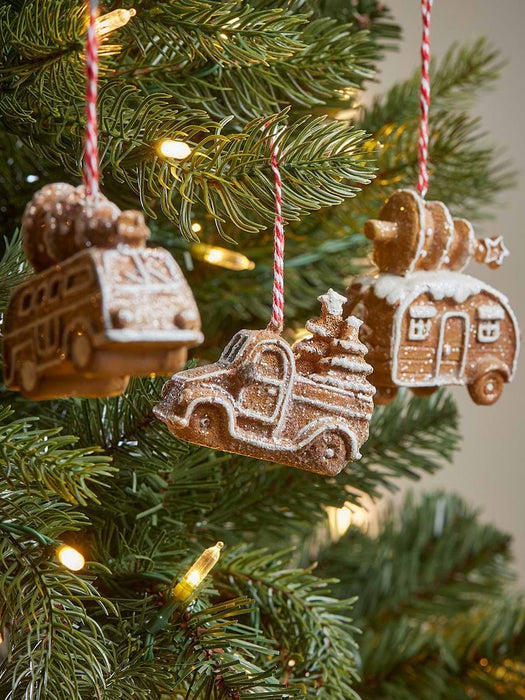 Three Hanging Gingerbread Vehicles
