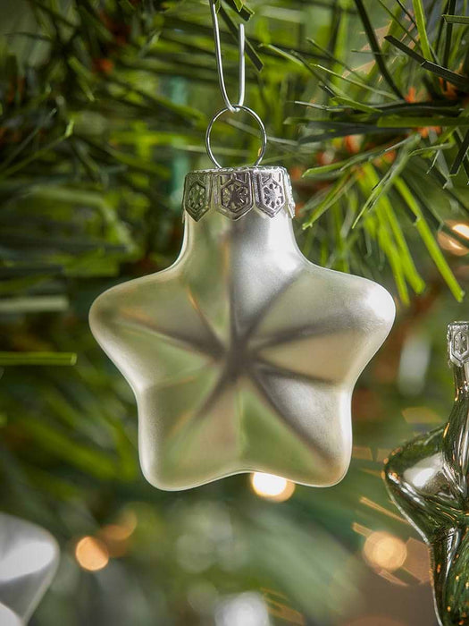 Twelve Miniature Star Glass Baubles