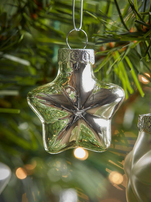 Twelve Miniature Star Glass Baubles