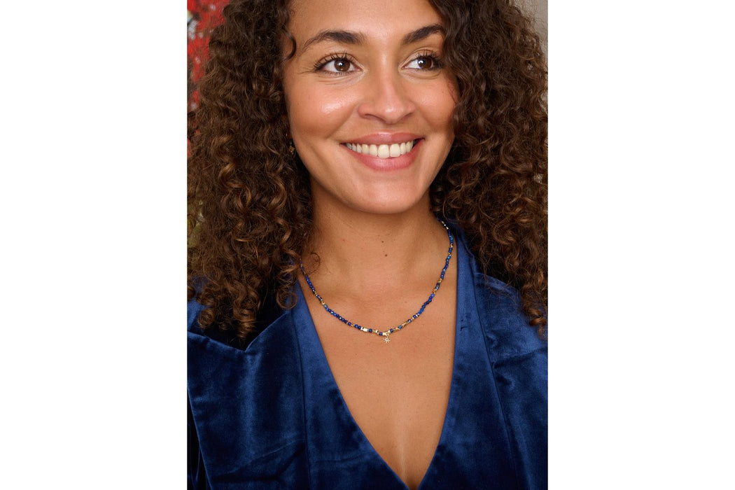 Yolanda Gold & Kyanite Mix Gemstone Necklace