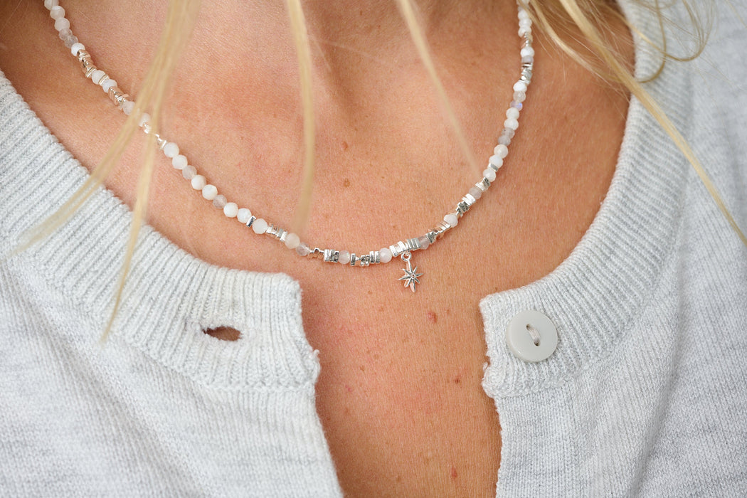 Yolanda Silver & Rainbow Moonstone Necklace