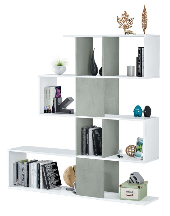Zaga Artic White and Concrete Grey Bookcase