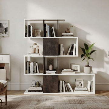 Amos Mann Oxide Dark Brown and Artic White Bookcase