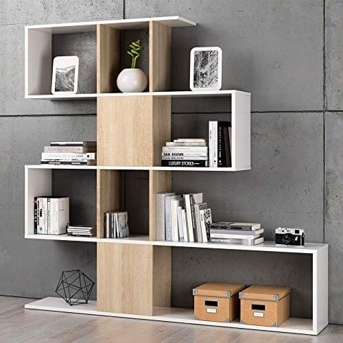 Zaga White And Oak Effect Gloss Bookcase