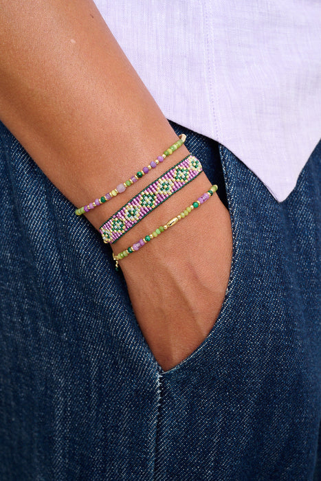 Zahra Gold, Green and Purple Friendship Bracelet