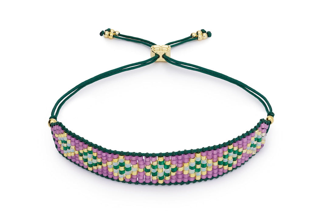 Zahra Gold, Green and Purple Friendship Bracelet