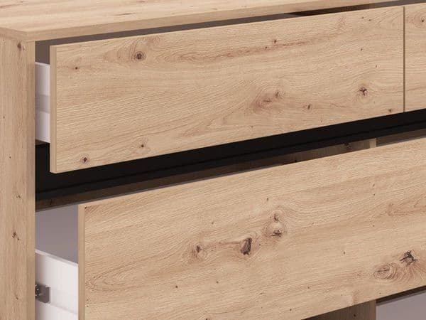 Oak Effect Wide Chest Of Drawers