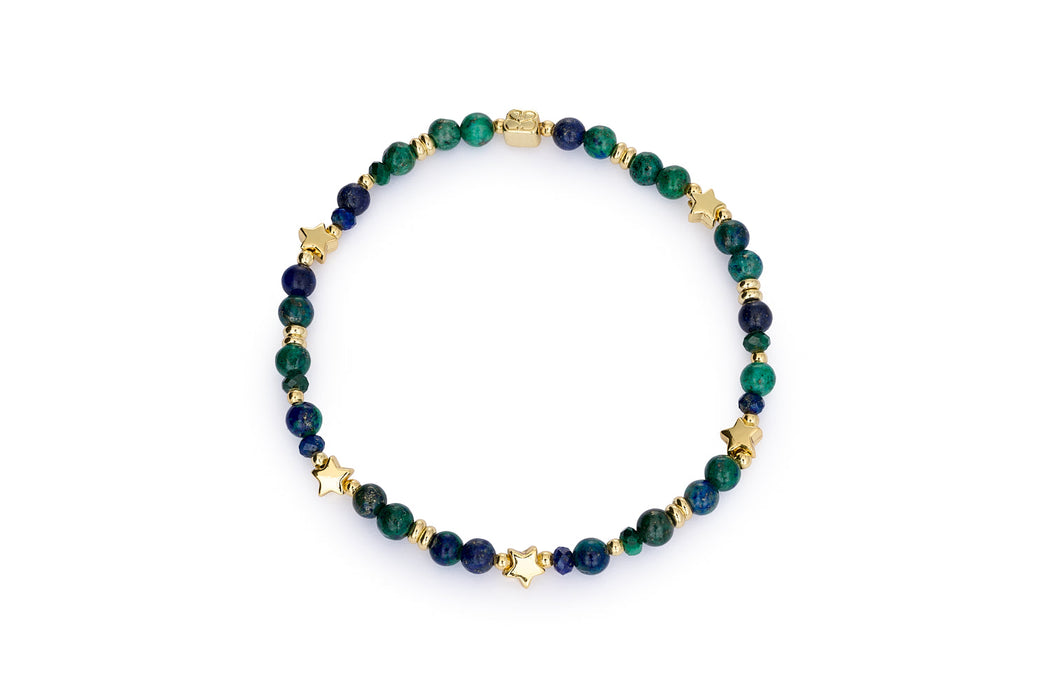 Ziggy Azurite & Gold Star Stretch Bracelet