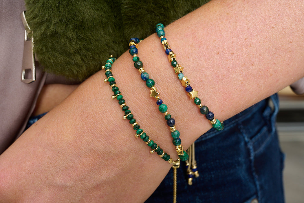 Ziggy Azurite & Gold Star Stretch Bracelet