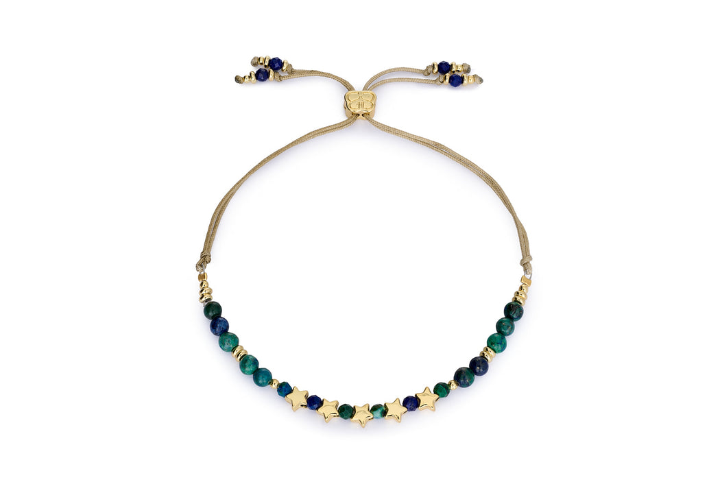 Zolar Azurite Slider Gold Star Bracelet