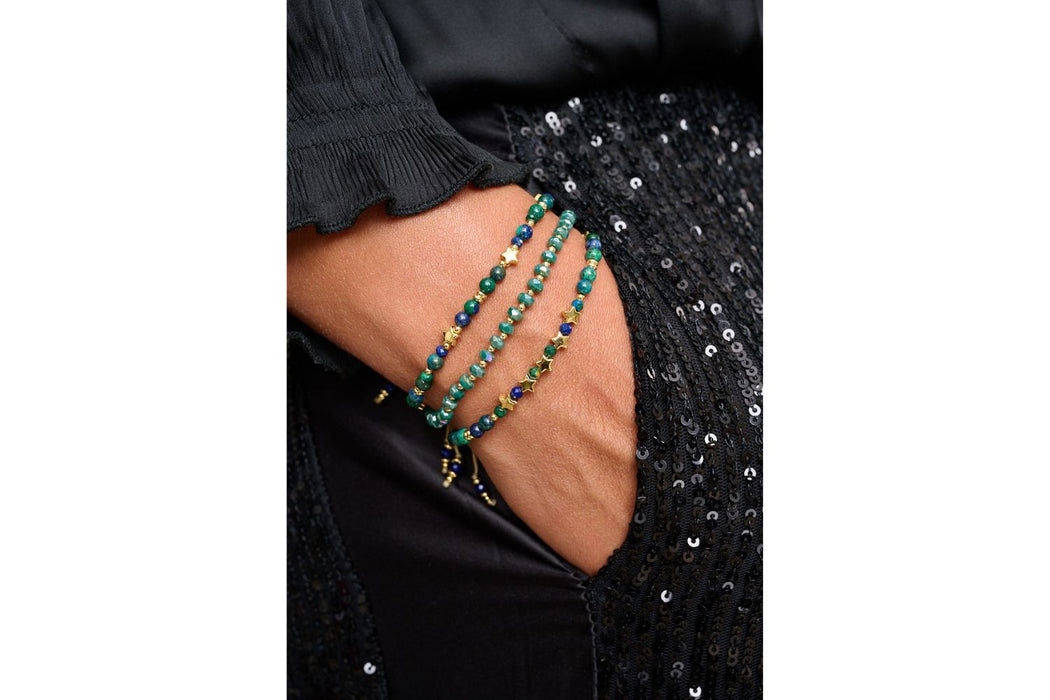 Zolar Azurite Slider Gold Star Bracelet