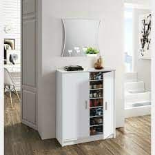 Amos Mann Large 30 Pairs White Shoe Cupboard