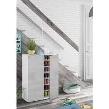 Zuldy Large 30 Pairs White Shoe Cupboard